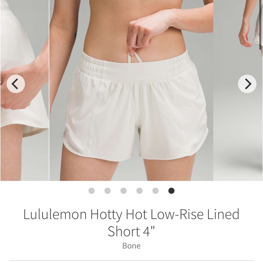 NWT Lululemon Hotty Hot LR shorts *Lined BONE 4” Sz 8